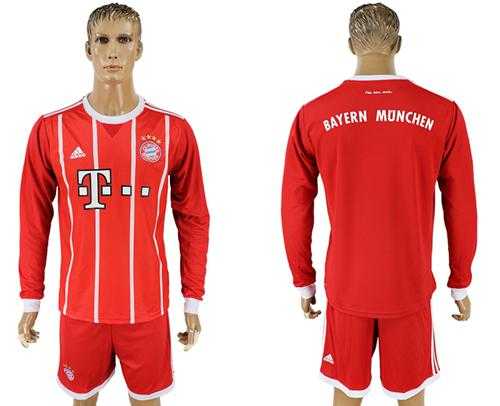 Bayern Munchen Blank Home Long Sleeves Soccer Club Jersey