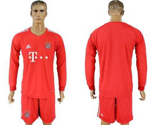 Bayern Munchen Blank Red Goalkeeper Long Sleeves Soccer Club Jersey