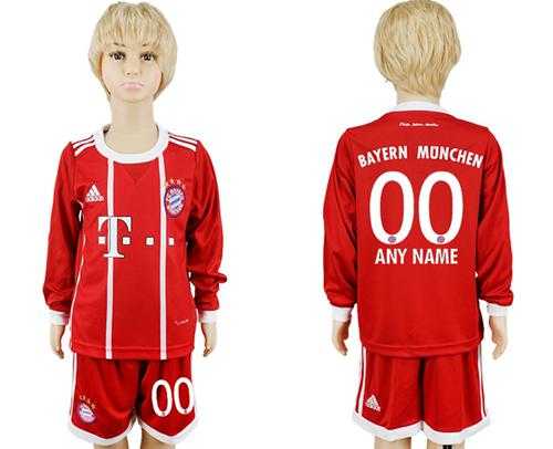 Bayern Munchen Personalized Home Long Sleeves Kid Soccer Club Jersey