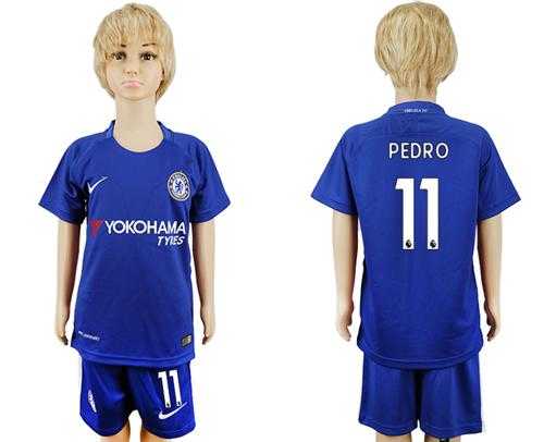 Chelsea #11 Pedro Blue Home Kid Soccer Club Jersey