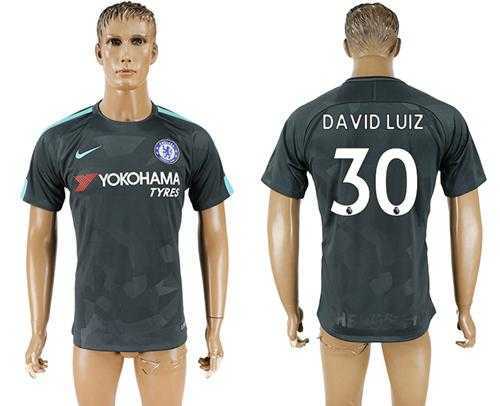 Chelsea #30 David Luiz Black Soccer Club Jersey