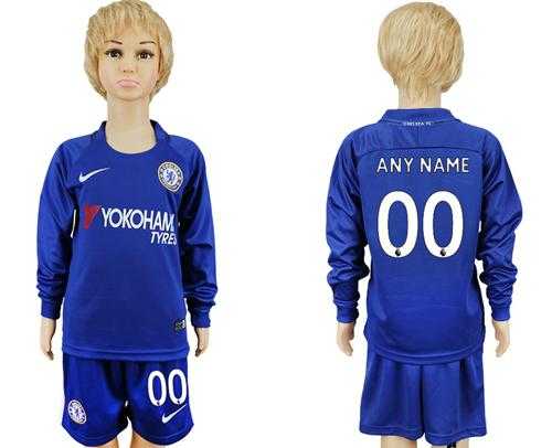 Chelsea Personalized Home Long Sleeves Kid Soccer Club Jersey