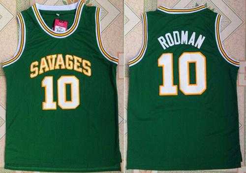 Chicago Bulls #10 Dennis Rodman Green Savage Storm College Stitched NBA Jersey