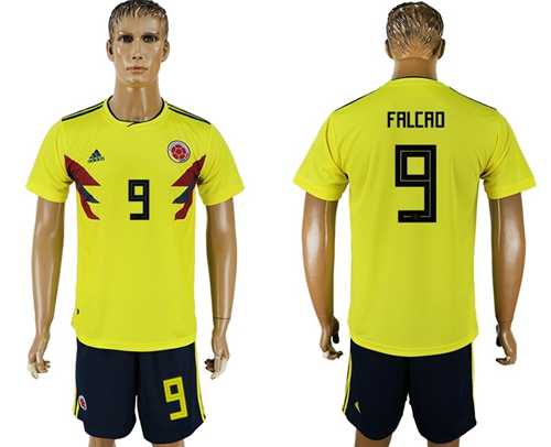 Colombia #9 Falcao Home Soccer Country Jersey