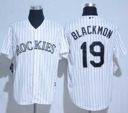 Colorado Rockies #19 Charlie Blackmon White Strip New Cool Base Stitched MLB Jersey