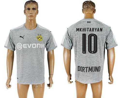 Dortmund #10 Mkhitaryan Grey Soccer Club Jersey