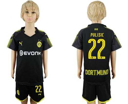 Dortmund #22 Pulisic Away Kid Soccer Club Jersey