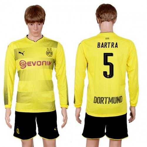 Dortmund #5 Bartra Home Long Sleeves Soccer Club Jersey