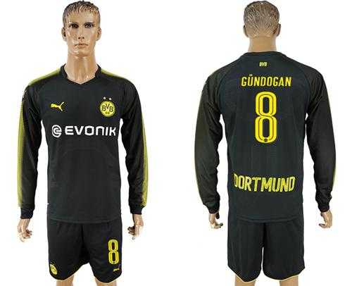 Dortmund #8 Gundogan Away Long Sleeves Soccer Club Jersey