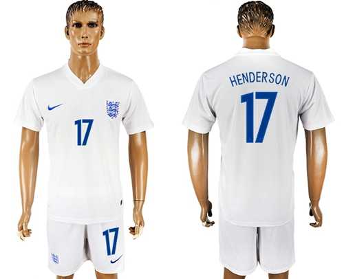 England #17 Henderson Home Soccer Country Jersey