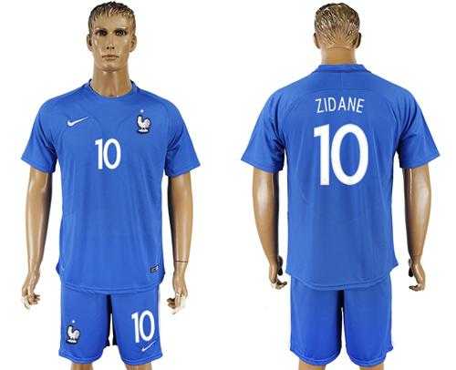 France #10 Zidane Home Soccer Country Jersey