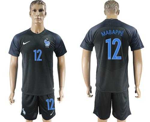 France #12 Mabappe Away Soccer Country Jersey