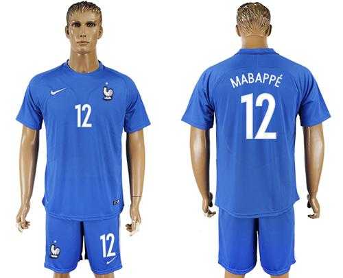 France #12 Mabappe Home Soccer Country Jersey