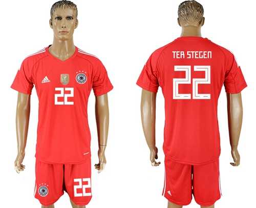Germany #22 Ter Stegen Red Goalkeeper Soccer Country Jersey