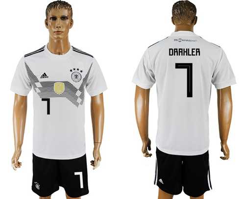 Germany #7 Draxler White Home Soccer Country Jersey