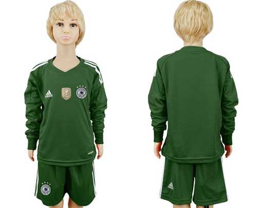 Germany Blank Green Goalkeeper Long Sleeves Kid Soccer Country Jersey