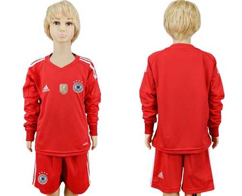 Germany Blank Red Goalkeeper Long Sleeves Kid Soccer Country Jersey