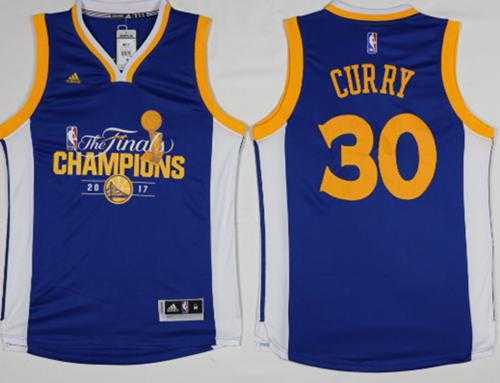 Golden State Warriors #30 Stephen Curry Blue 2017 NBA Finals Champions Stitched NBA Jersey