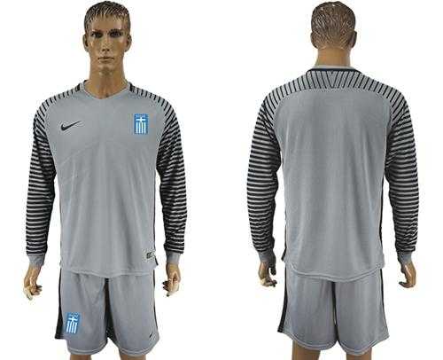 Greece Blank Grey Goalkeeper Long Sleeves Soccer Country Jersey