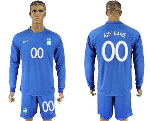 Greece Personalized Away Long Sleeves Soccer Country Jersey