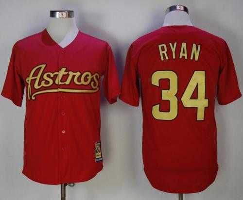 Houston Astros #34 Nolan Ryan Red 2002-2012 Turn Back The Clock Stitched MLB
