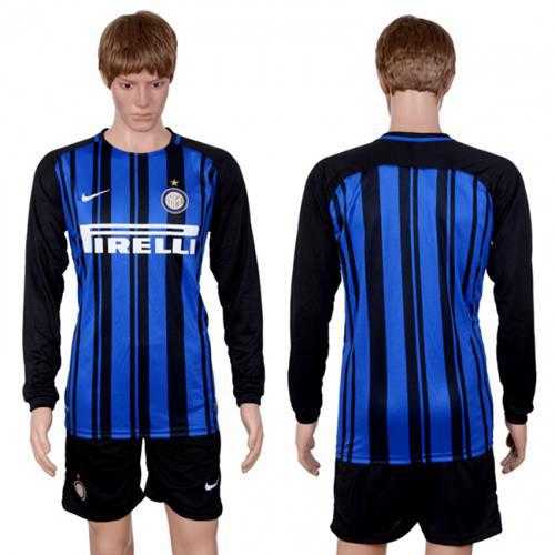 Inter Milan Blank Home Long Sleeves Soccer Club Jersey