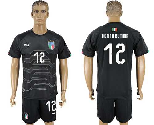 Italy #12 Donna Rumma Black Goalkeeper Soccer Country Jersey