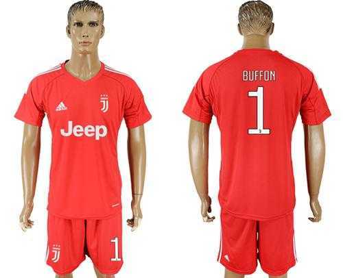 Juventus #1 Buffon Red Goalkeeper Soccer Club Jersey
