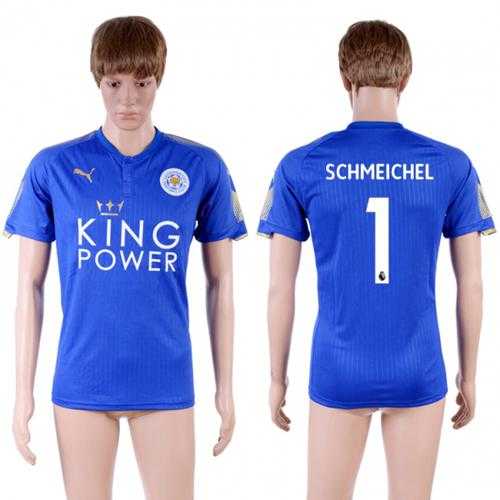 Leicester City #1 Schmeichel Home Soccer Country Jersey