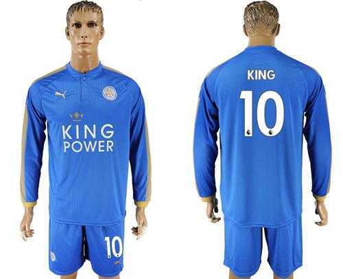 Leicester City #10 King Home Long Sleeves Soccer Club Jersey