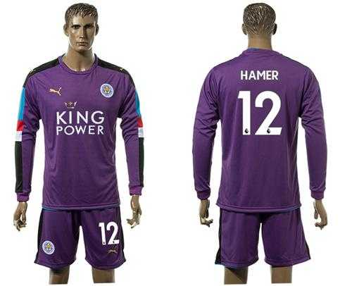 Leicester City #12 Hamer Purple Goalkeeper Long Sleeves Soccer Country Jersey