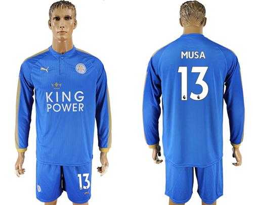 Leicester City #13 Musa Home Long Sleeves Soccer Country Jersey