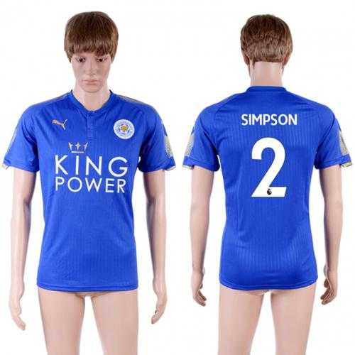 Leicester City #2 Simpson Home Soccer Country Jersey