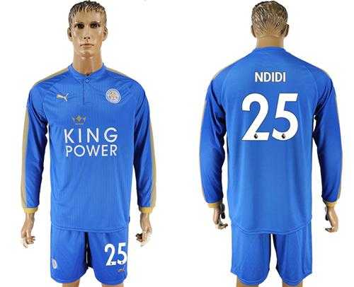 Leicester City #25 Ndidi Home Long Sleeves Soccer Country Jersey