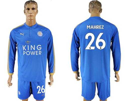 Leicester City #26 Mahrez Home Long Sleeves Soccer Country Jersey