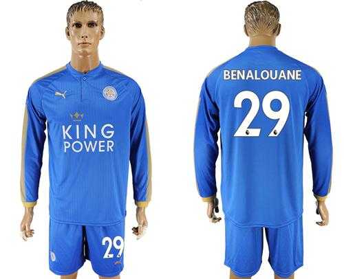 Leicester City #29 Benalouane Home Long Sleeves Soccer Country Jersey