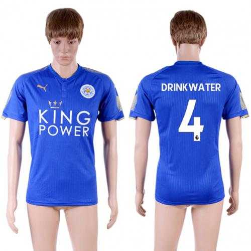 Leicester City #4 Drinkwater Home Soccer Country Jersey