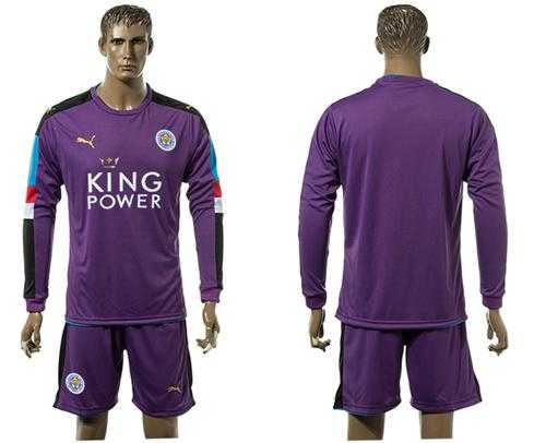 Leicester City Blank Purple Goalkeeper Long Sleeves Soccer Country Jersey