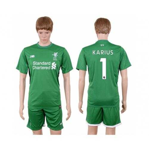 Liverpool #1 Karius Green Goalkeeper Soccer Club Jersey