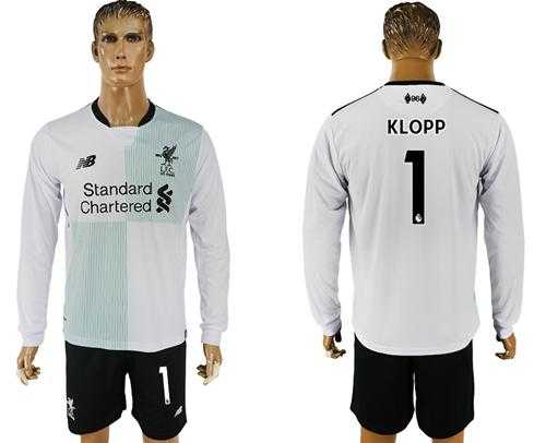 Liverpool #1 Klopp Away Long Sleeves Soccer Club Jersey