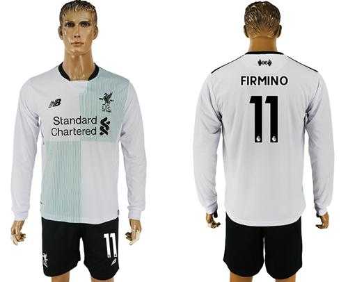 Liverpool #11 Firmino Away Long Sleeves Soccer Club Jersey