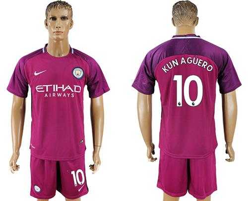 Manchester City #10 Kun Aguero Away Soccer Club Jersey