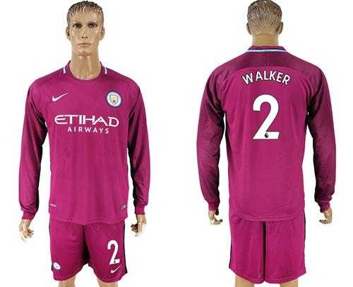 Manchester City #2 Walker Away Long Sleeves Soccer Club Jersey