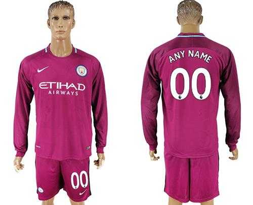 Manchester City Personalized Away Long Sleeves Soccer Club Jersey