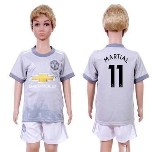 Manchester United #11 Martial Sec Away Kid Soccer Club Jersey