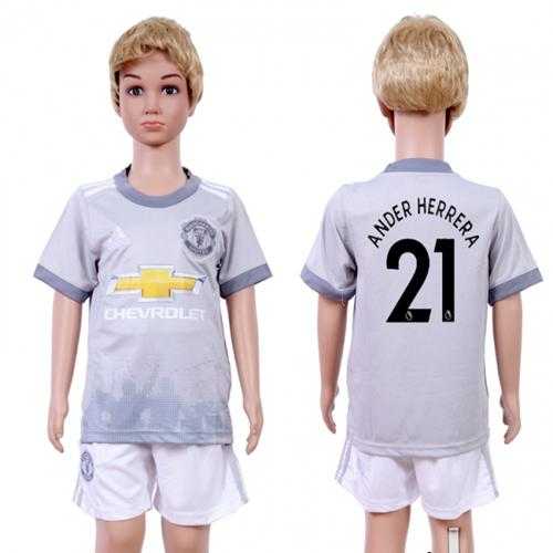 Manchester United #21 Ander Herrera Sec Away Kid Soccer Club Jersey