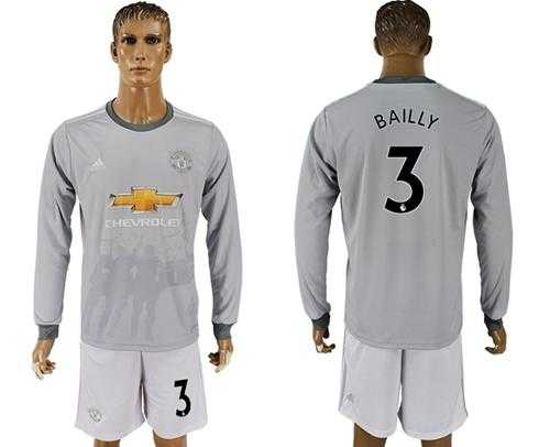 Manchester United #3 Bailly Sec Away Long Sleeves Soccer Club Jersey