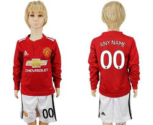 Manchester United Personalized Home Long Sleeves Kid Soccer Club Jersey