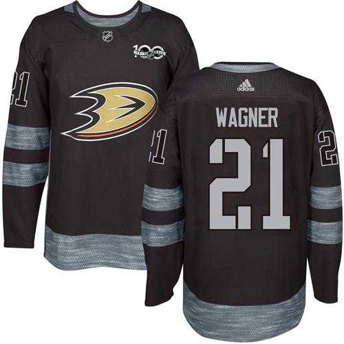Men's Adidas Anaheim Ducks #21 Chris Wagner Black 1917-2017 100th Anniversary Stitched NHL