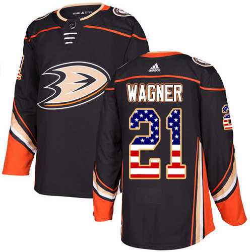 Men's Adidas Anaheim Ducks #21 Chris Wagner Black Home Authentic USA Flag Stitched NHL Jersey